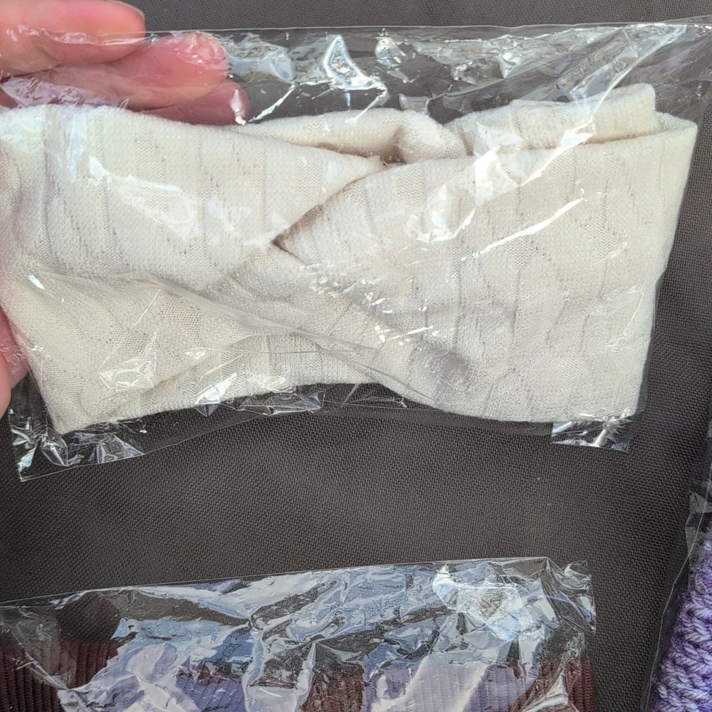 Purple, Cream, and Brown Knitted Headbands